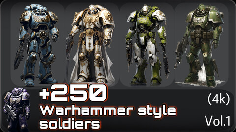 + 250 Warhammer Style Soldiers Concept (4K)