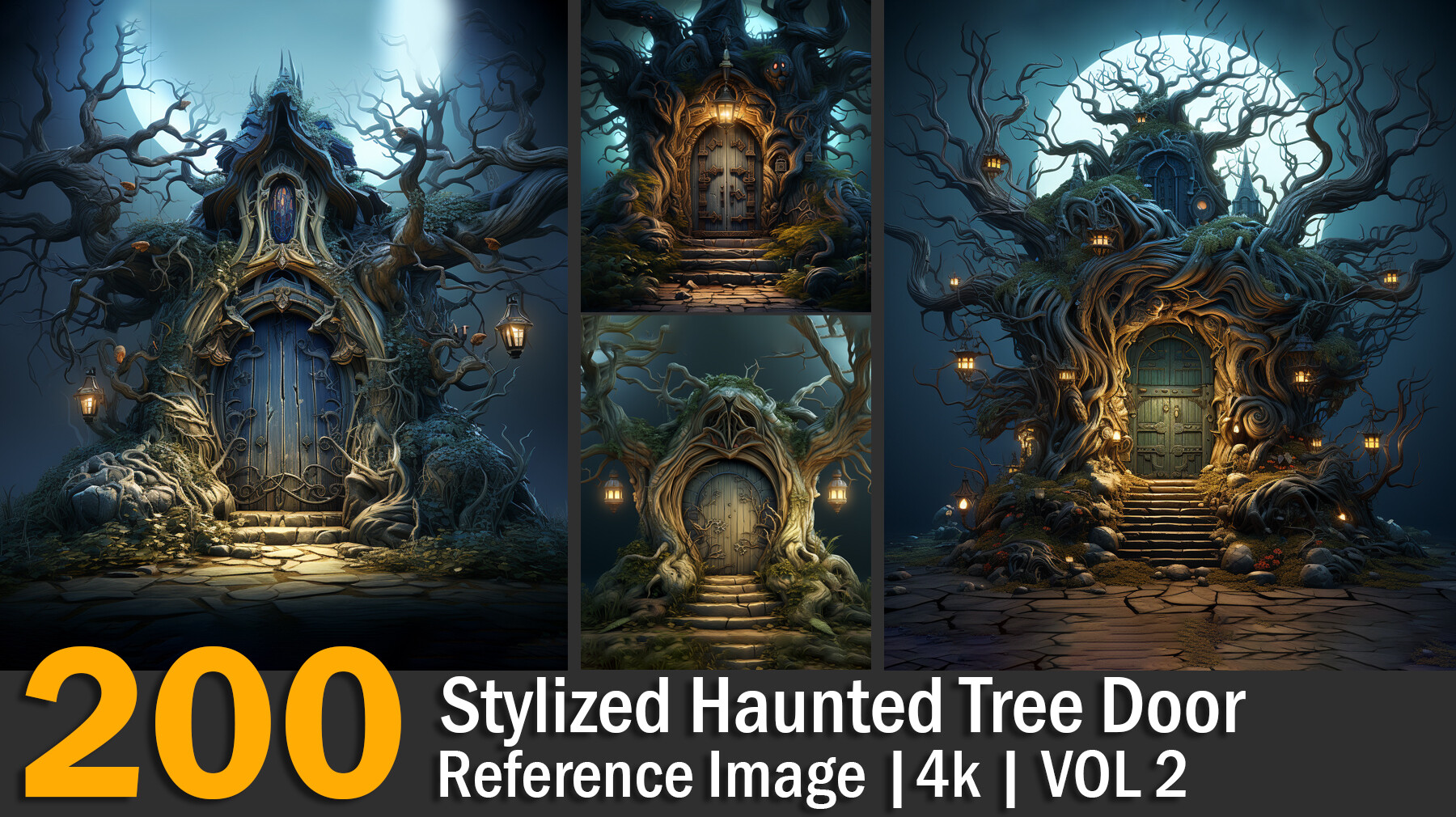 ArtStation - Stylized Haunted Tree Door | Reference Images | 4K