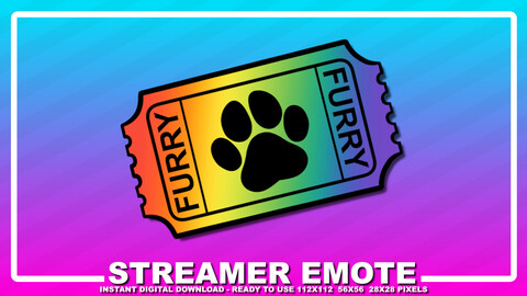 Furry Streamer Emote: Rainbow Paw Ticket