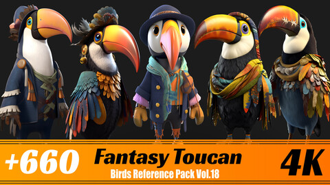 +660 Fantasy Toucan | 4K | Birds Reference Pack Vol.18