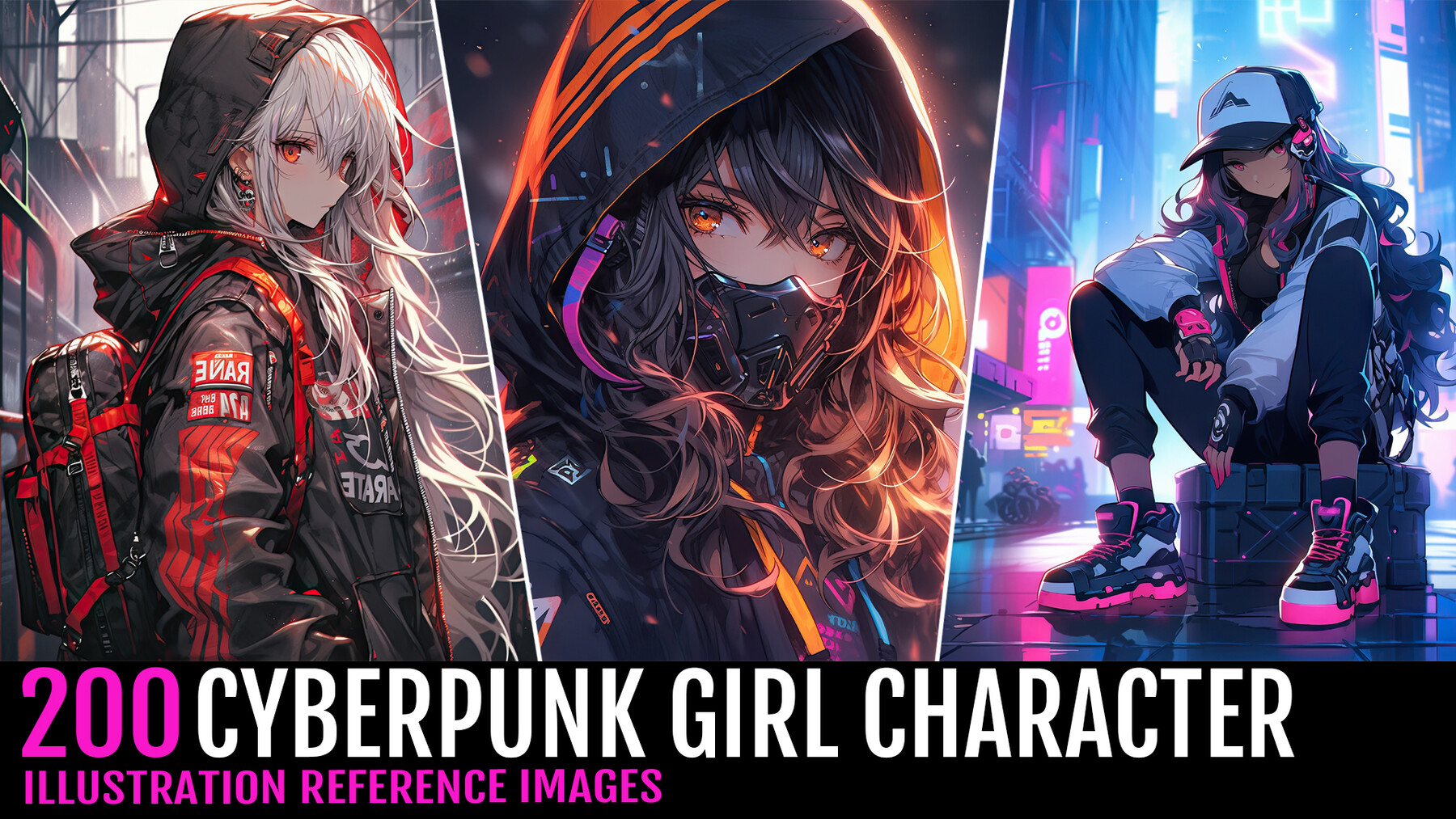 ArtStation - Cyberpunk Anime Girl Mascot Redesign_Assets