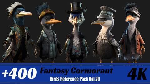 +400 Fantasy Cormorant | 4K | Birds Reference Pack Vol.20