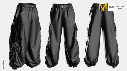 Streetwear Baggy Cargo Pants #032 - Clo 3D / Marvelous Designer + FBX / DIGITAL FASHION / HYPEBEAST / FUTURE FASHION