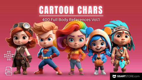 400 Cartoon Characters - FULL BODY References Vol.1