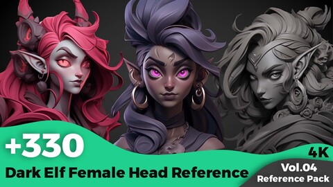 +330 Dark Elf Female Head References Concept (4k)