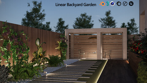 Linear Backyard Garden 3d model