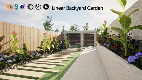 Linear Pergola Garden 3d model