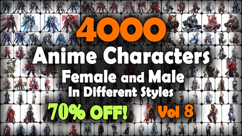 4000 Anime Character (Full Body) Reference Pack | MEGA Bundle | 4K | v.8