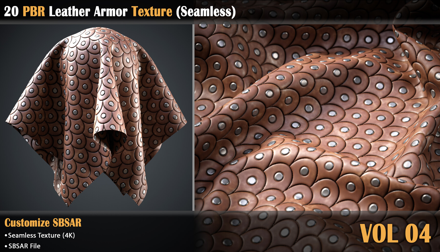 ArtStation - 20 PBR Leather Armor Texture (Seamless) VOL 4