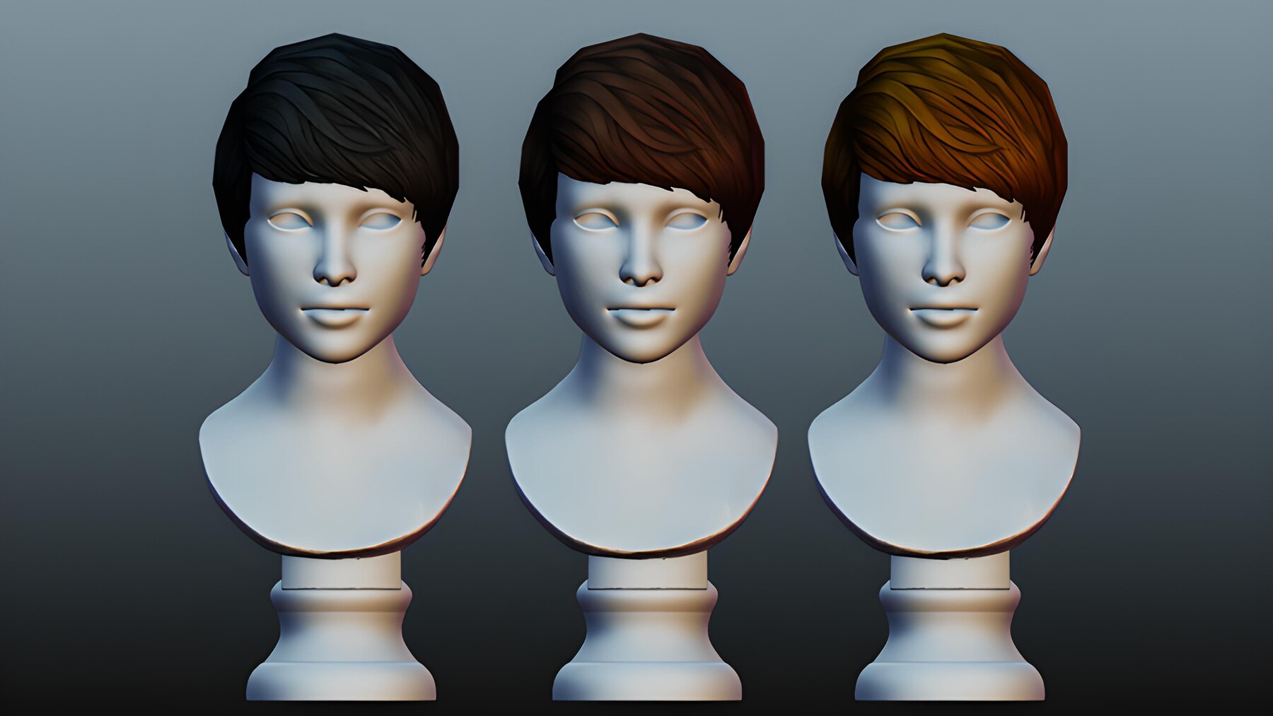 ArtStation - Realistic Long Male Hair Low-poly