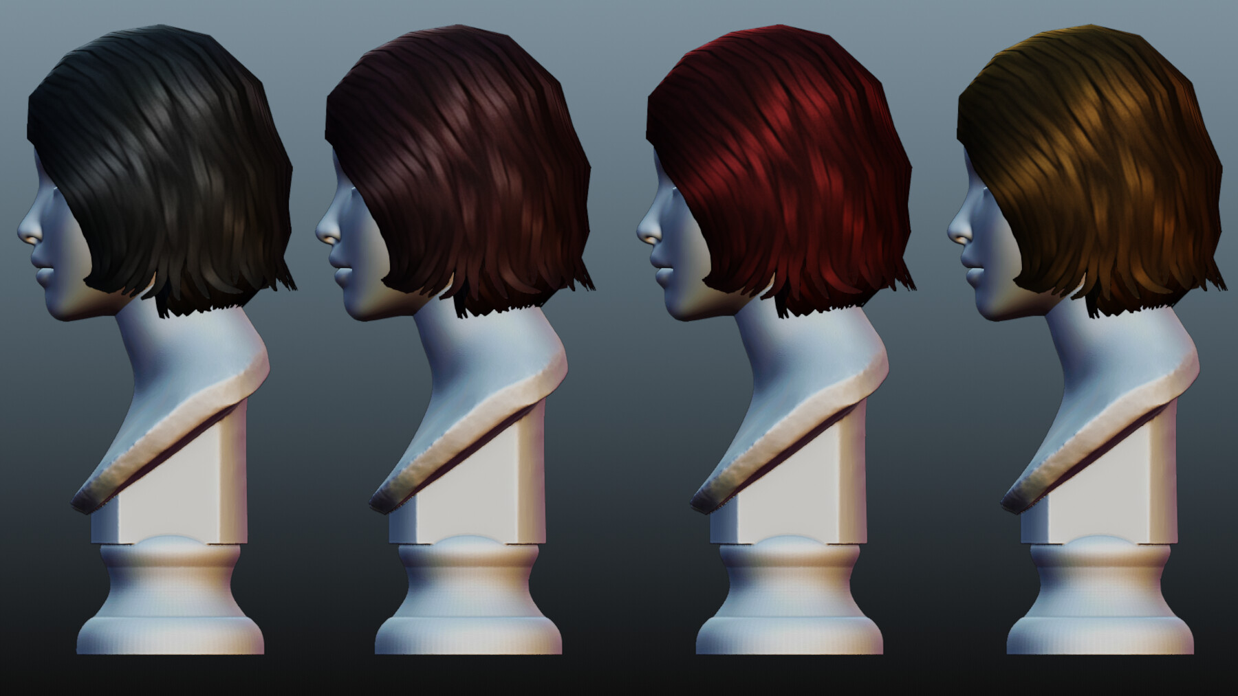 ArtStation - Female hair 4 colors low poly