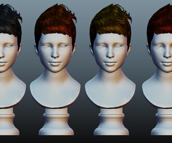 ArtStation - Male hair 4 colors low poly