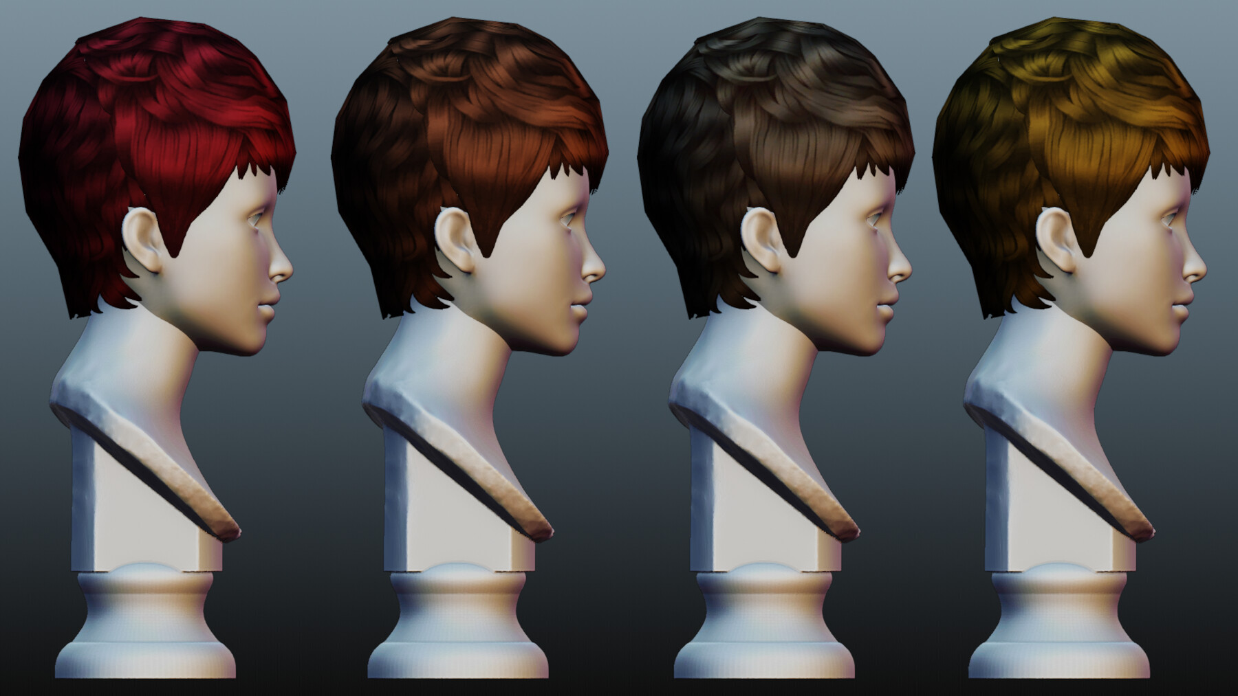 ArtStation - Male hair 4 colors low poly