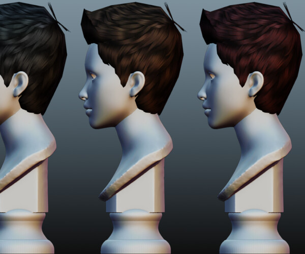 ArtStation - Male hair 4 colors low poly