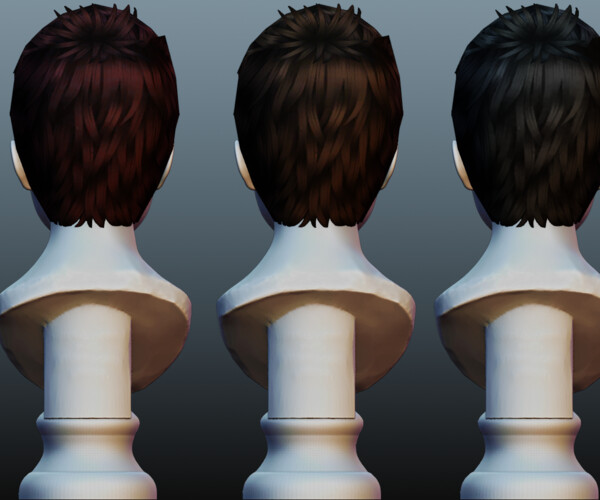 ArtStation - Male hair 4 colors low poly