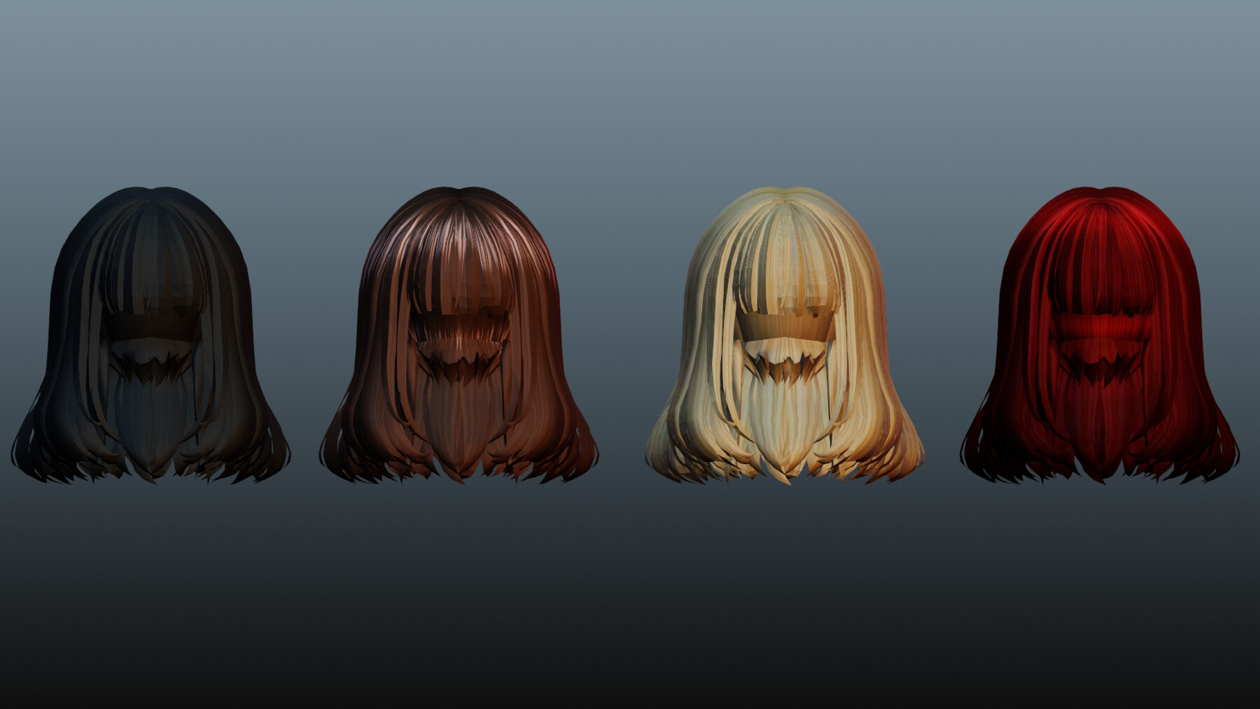 ArtStation - Female hair 4 colors low poly