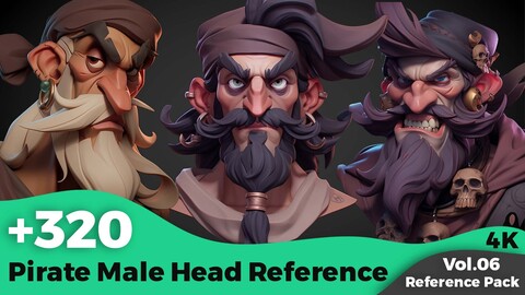 +320 Pirate Male Head References Concept (4k)