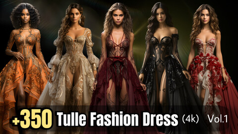 +350 Tulle Fashion Dress  Concept (4k)