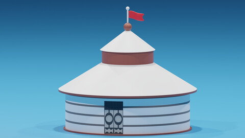 Cartoon Mongolian Yurt 1 3D model