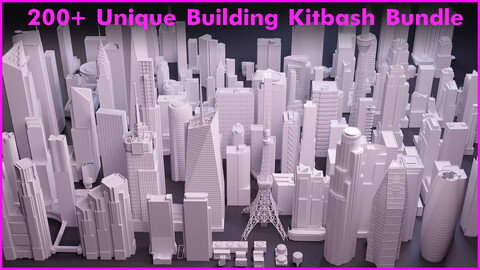 200+ Unique Building and skyscrapers Kitbash Bundle