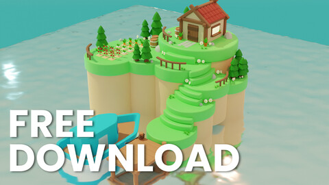 Cute Farm Island | 3D Game Environment Model in Blender