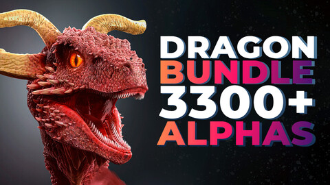 3300+ Dragon, Reptile Skin Alphas Bundle for ZBrush, Blender