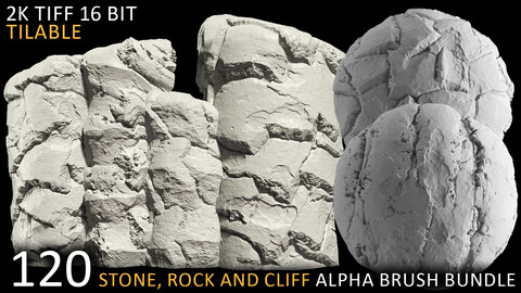Stone, Rock and cliff tilable alpha patterns BIG BUNDLE (2k tiff 16 bit)