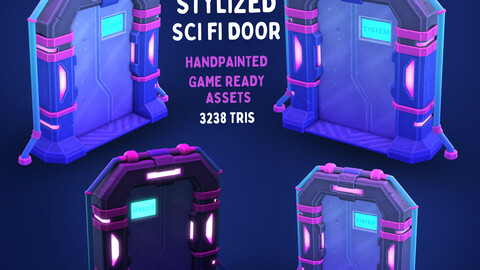 Stylized Hand-Painted SCI FI DOOR Game Asset