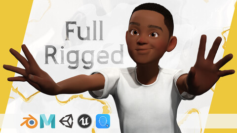 Afro Toon - RealTime Rigged Cartoon Black Male stylized Low-poly 3D model