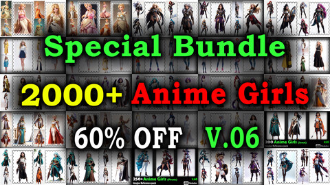 2000+ SPECIAL BUNDLE (Anime Girls Images Reference Pack)  - 4K Resolution - V.06