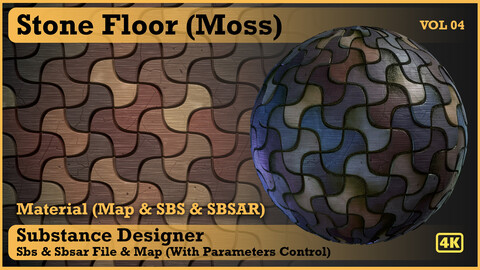 Stone Floor (moss) material - VOL 04 - Maps & SBS & SBsar