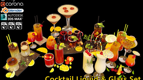 Cocktail Liquid & Glass Set 1-10