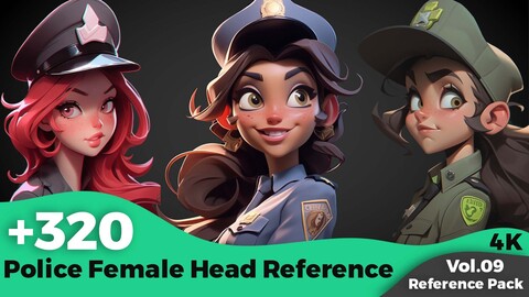 +320 Police Female Head References (4k)