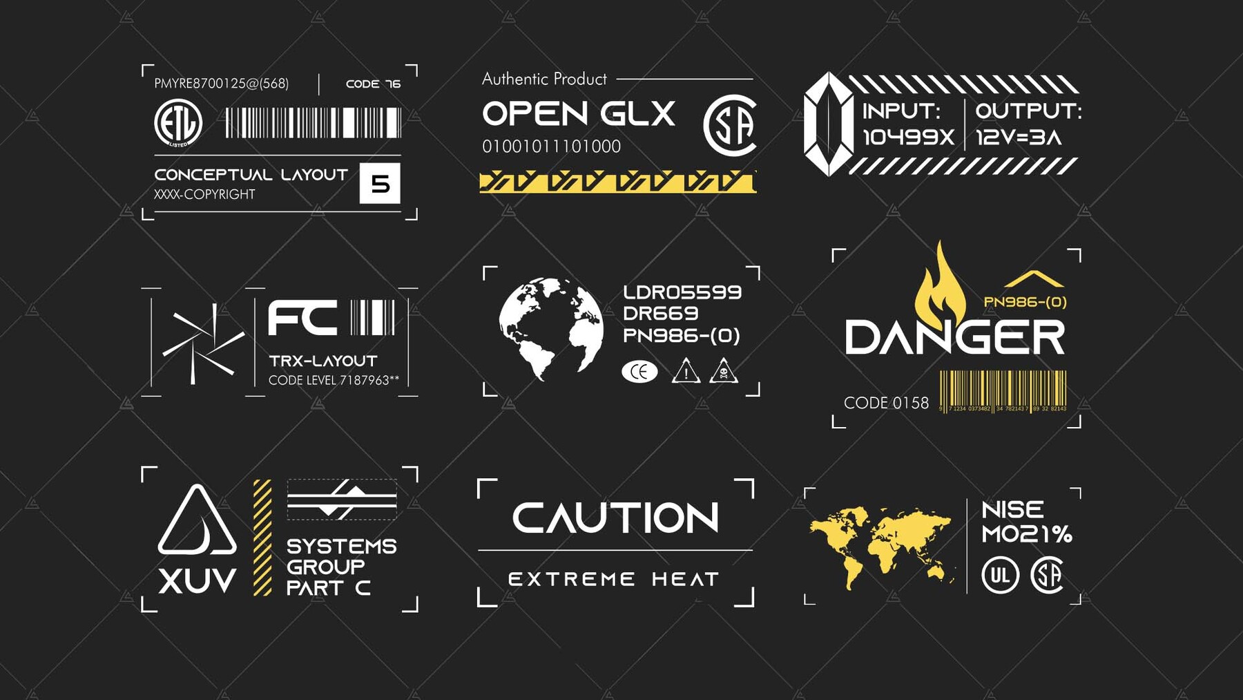 ArtStation - 100 Sci-Fi Signs & Labels - Ai, Png, Jpg | Game Assets