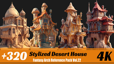 +320 Stylized Desert House | 4K | Fantasy Arch Reference Pack Vol.22