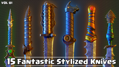 15 Fantastic Stylized Knives Game Ready VOL01