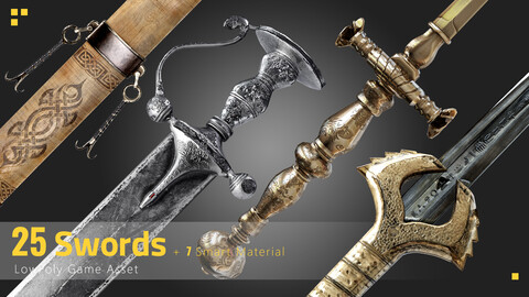 25 Sword Game Asset + 7 Free Smart Material