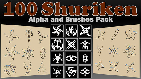 100 Shuriken Alpha and Brushes Pack for Zbrush