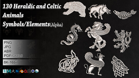 130 Heraldic and Celtic Animals Symbol/Element V2
