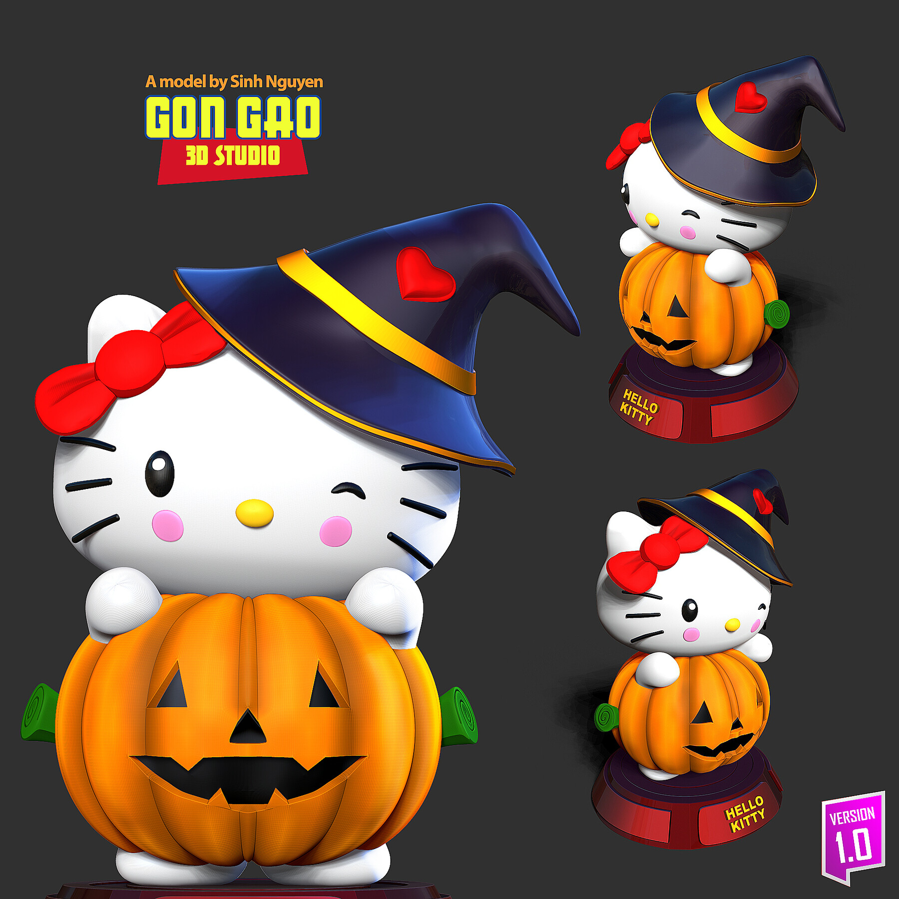 Custom 40oz Hello Kitty Spooky Cute Halloween Ghost & Flowers