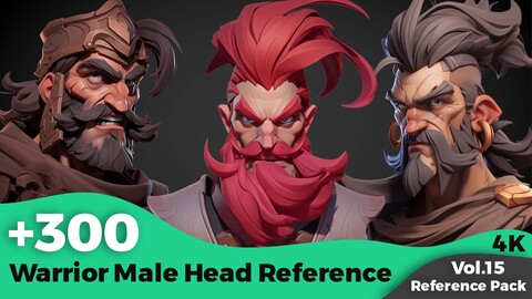 +300 Warrior Male Head References (4k)