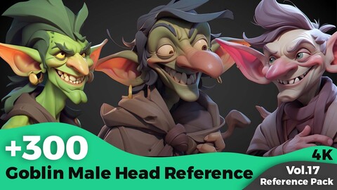 +300 Goblin Male Head References (4k)