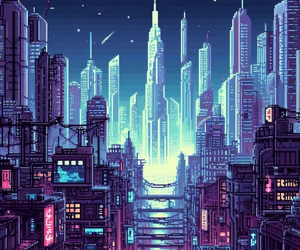 ArtStation - Pixelart Futuristic City | Artworks