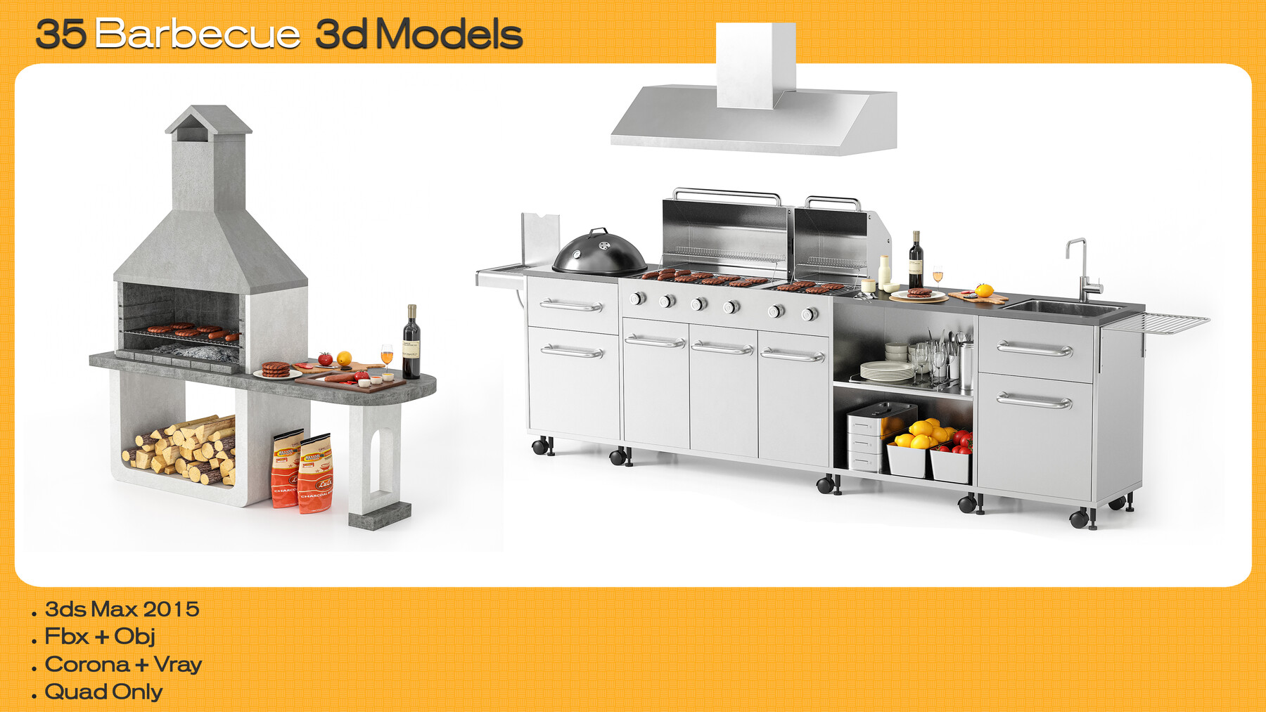 Kitchen Appliances - 3D Model for Corona, VRay