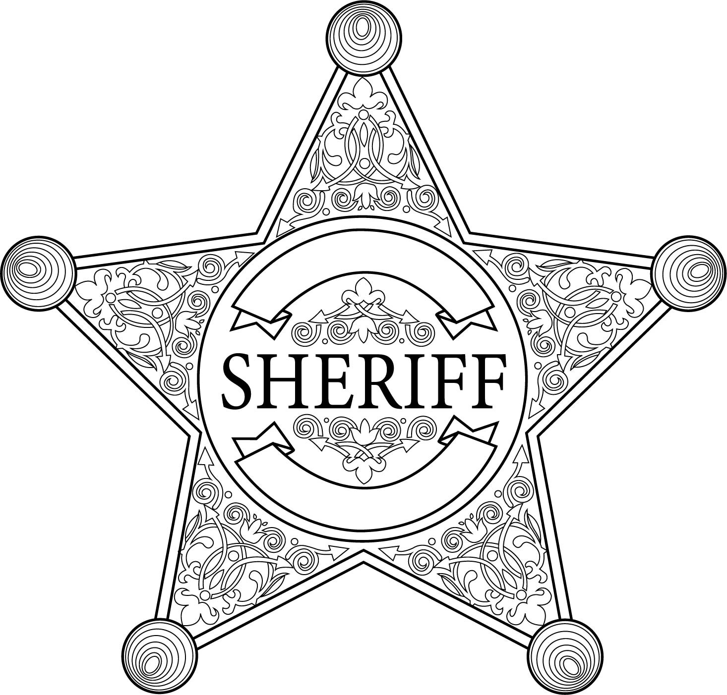 ArtStation - BLANK SHERIFF BADGE VECTOR FILE Black white vector outline ...