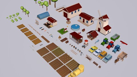 Farm asset collection Low-poly