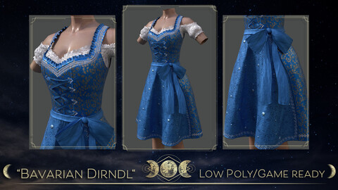 Game Ready Dirndl Model as FBX and OBJ