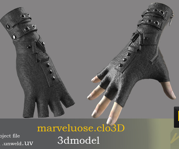 ArtStation - Fingerless leather glove