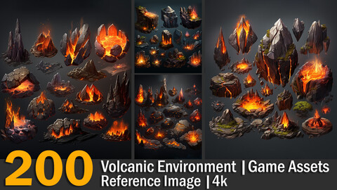 Volcanic Environment | Game Assets | Reference Images | 4K