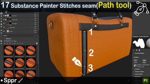 17 Dynamic Substance painter Stitches seam path tool Vol 09